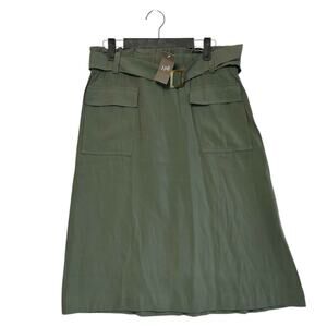 J. Jill Belted Cargo Midi Skirt NWT Women's Sz S Caraway Green Paperbag Utility